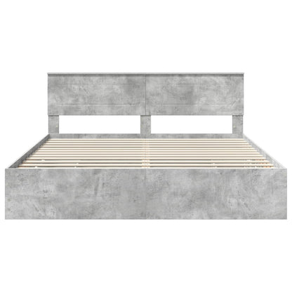 Bed Frame with Drawer Concrete Grey 180 x 200 cm Engineer Wood