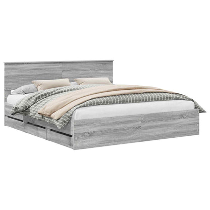 Bed Frame with Drawer Grey Sonoma 180 x 200 cm Engineer Wood