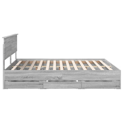 Bed Frame with Drawer Grey Sonoma 180 x 200 cm Engineer Wood