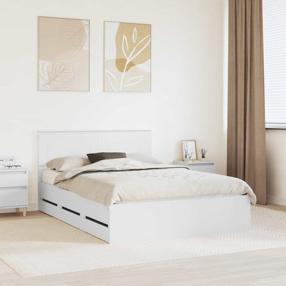 Bed Frame with Drawer White 160 x 200 cm Engineer Wood