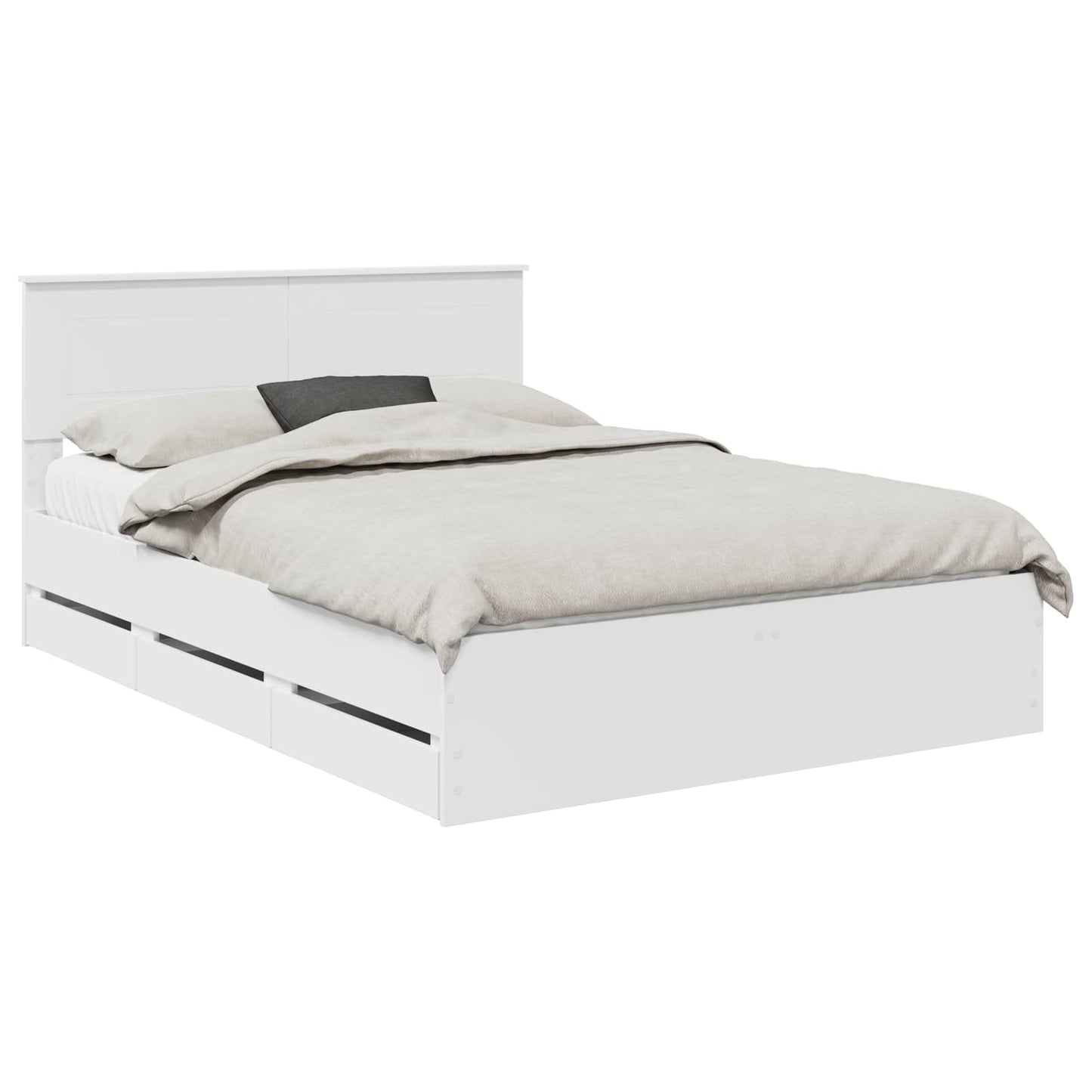 Bed Frame with Drawer White 160 x 200 cm Engineer Wood