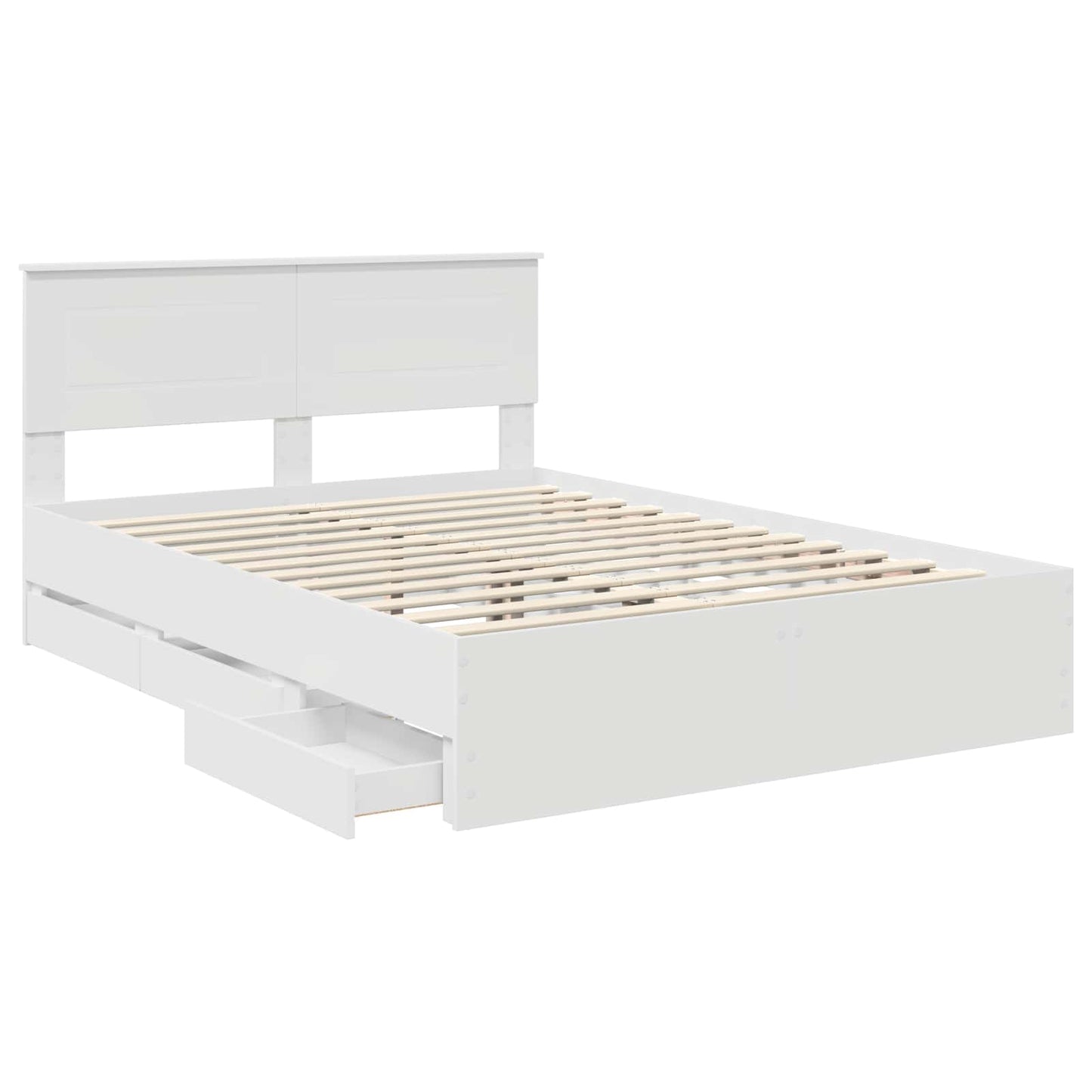 Bed Frame with Drawer White 160 x 200 cm Engineer Wood