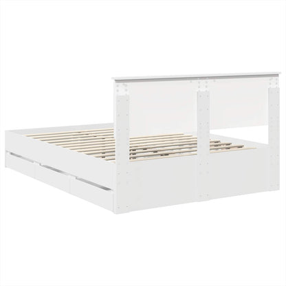 Bed Frame with Drawer White 160 x 200 cm Engineer Wood