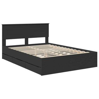 Bed Frame with Drawer Black 160 x 200 cm Engineer Wood