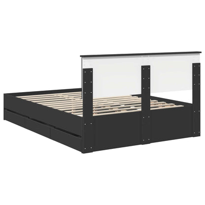 Bed Frame with Drawer Black 160 x 200 cm Engineer Wood