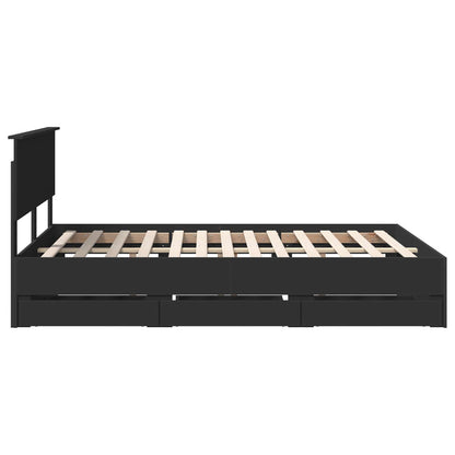 Bed Frame with Drawer Black 160 x 200 cm Engineer Wood