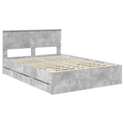 Bed Frame with Drawer Concrete Grey 160 x 200 cm Engineer Wood