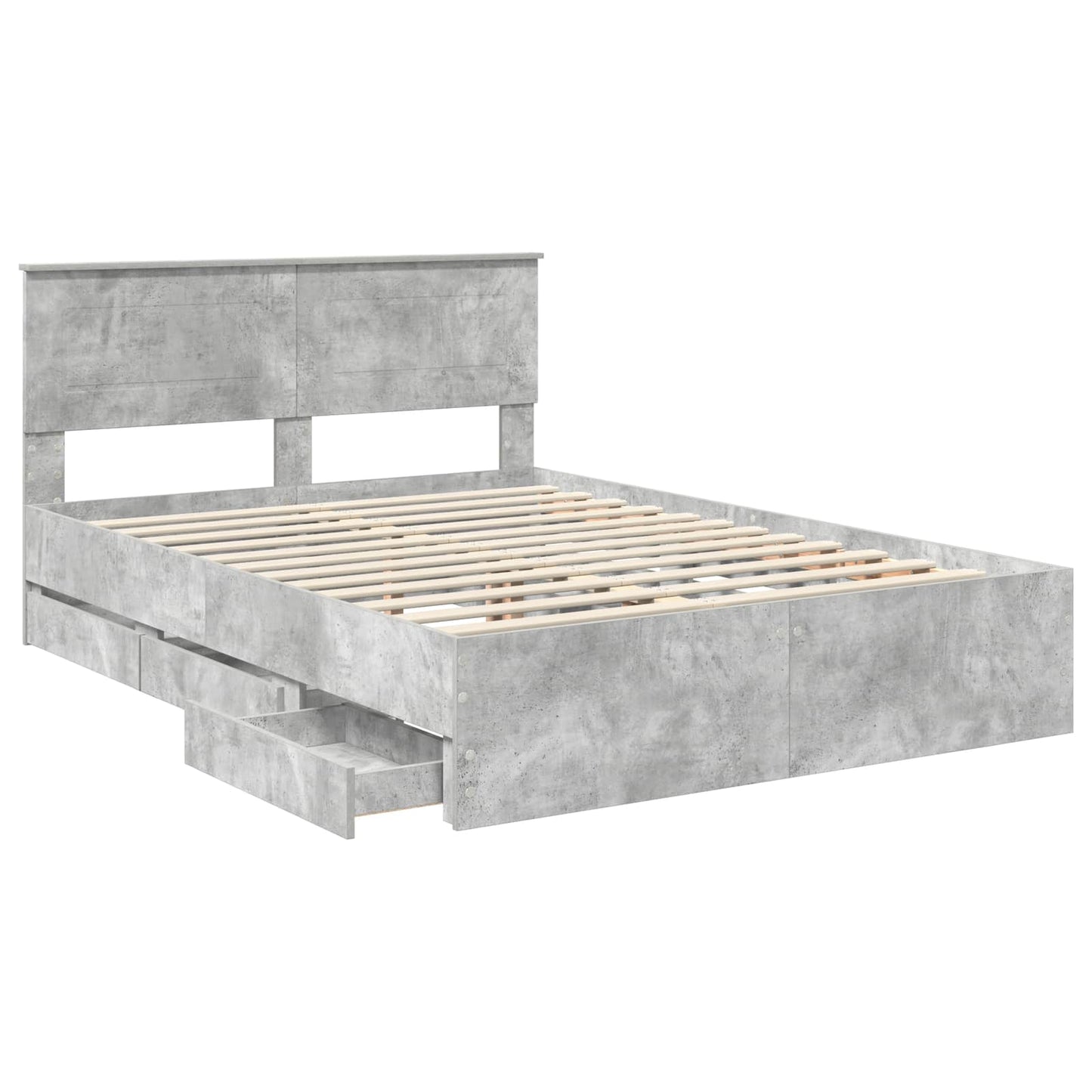 Bed Frame with Drawer Concrete Grey 160 x 200 cm Engineer Wood