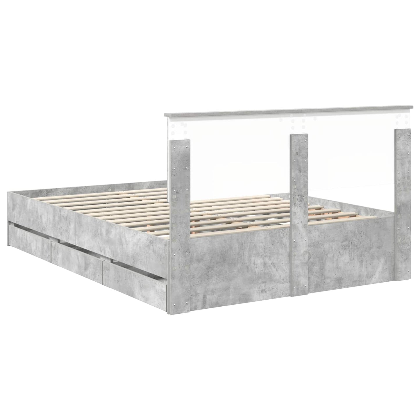 Bed Frame with Drawer Concrete Grey 160 x 200 cm Engineer Wood