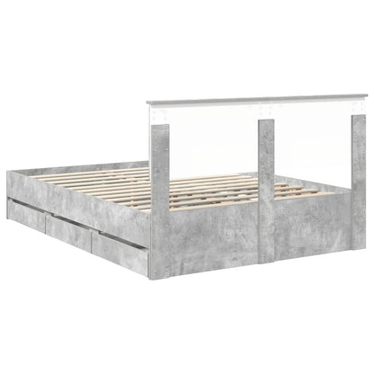 Bed Frame with Drawer Concrete Grey 160 x 200 cm Engineer Wood