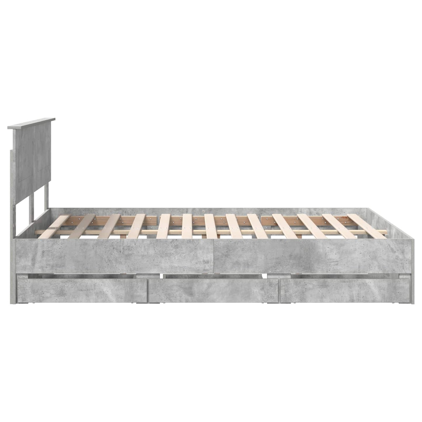 Bed Frame with Drawer Concrete Grey 160 x 200 cm Engineer Wood