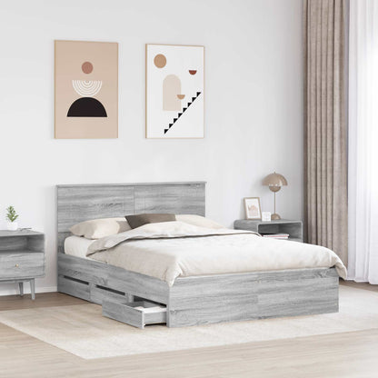 Bed Frame with Drawer Grey Sonoma 160 x 200 cm Engineer Wood