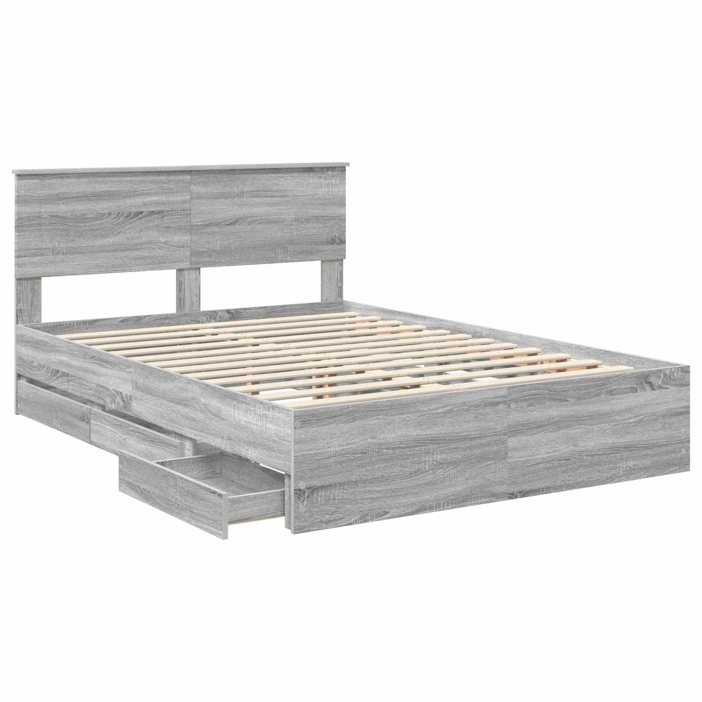 Bed Frame with Drawer Grey Sonoma 160 x 200 cm Engineer Wood