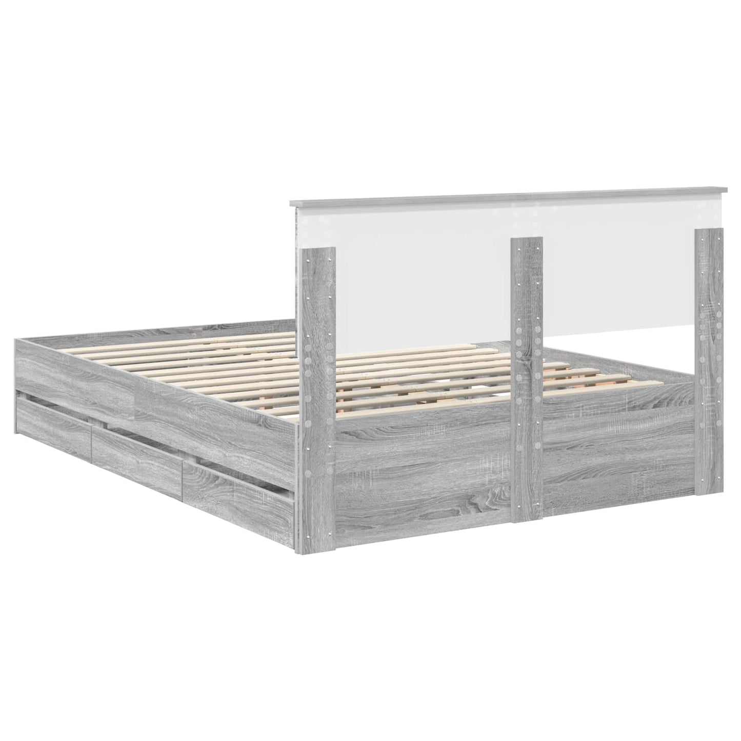 Bed Frame with Drawer Grey Sonoma 160 x 200 cm Engineer Wood