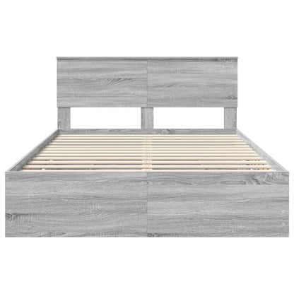 Bed Frame with Drawer Grey Sonoma 160 x 200 cm Engineer Wood