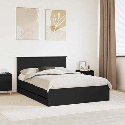 Bed Frame with Drawer Black 150 x 200 cm Engineer Wood