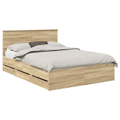 Bed Frame with Drawer Sonoma Oak 150 x 200 cm Engineer Wood