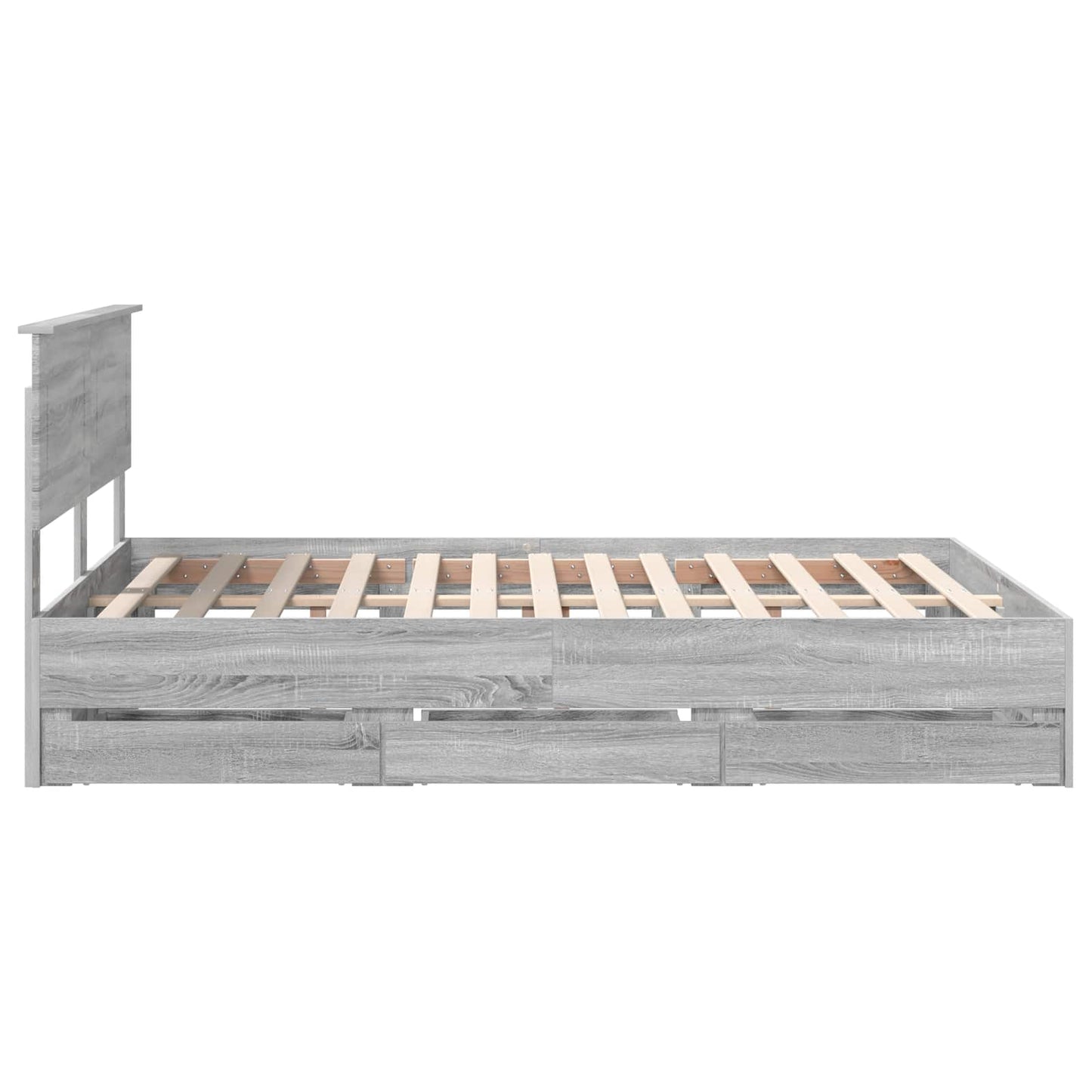 Bed Frame with Drawer Grey Sonoma 150 x 200 cm Engineer Wood
