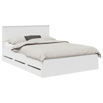Bed Frame with Drawer White 140 x 190 cm Engineer Wood