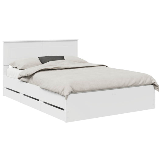 Bed Frame with Drawer White 140 x 190 cm Engineer Wood