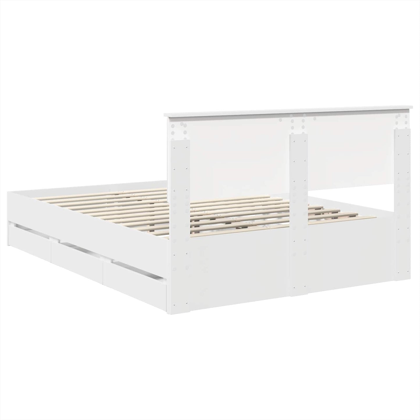 Bed Frame with Drawer White 140 x 190 cm Engineer Wood
