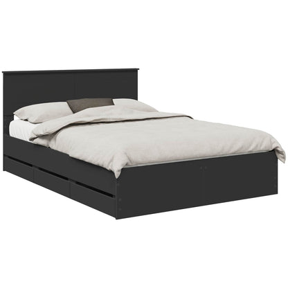 Bed Frame with Drawer Black 140 x 190 cm Engineer Wood