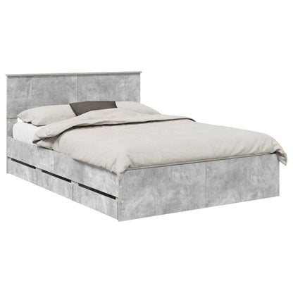 Bed Frame with Drawer Concrete Grey 140 x 190 cm Engineer Wood