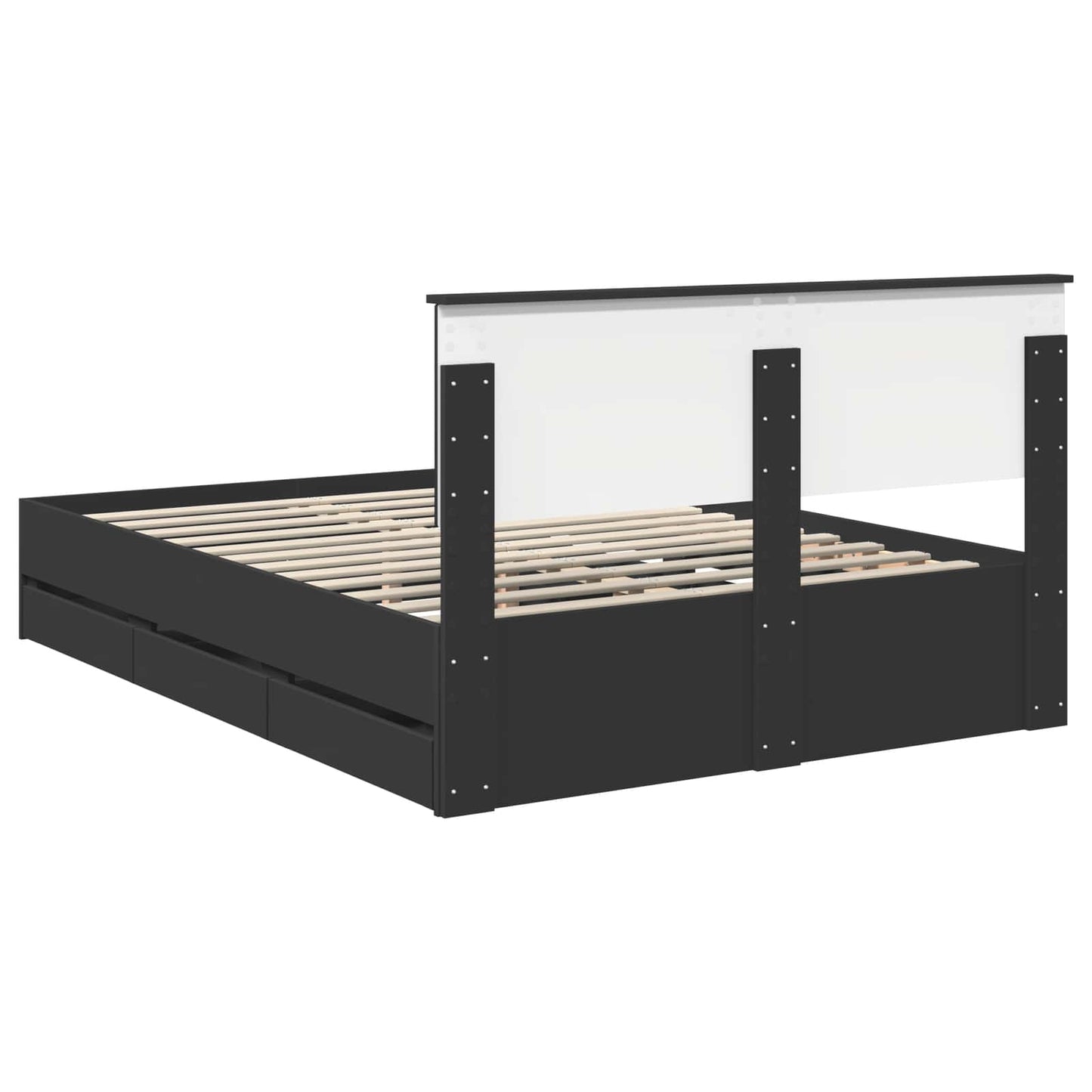 Bed Frame with Drawer Black 140 x 200 cm Engineer Wood
