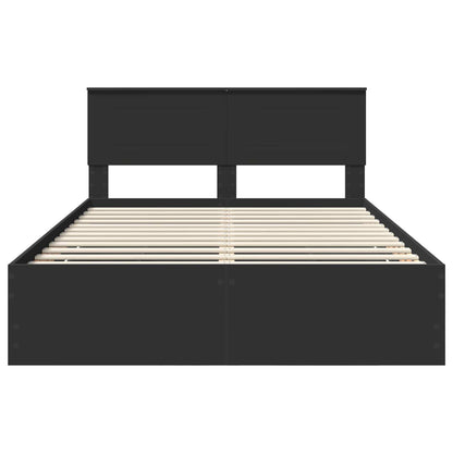 Bed Frame with Drawer Black 140 x 200 cm Engineer Wood