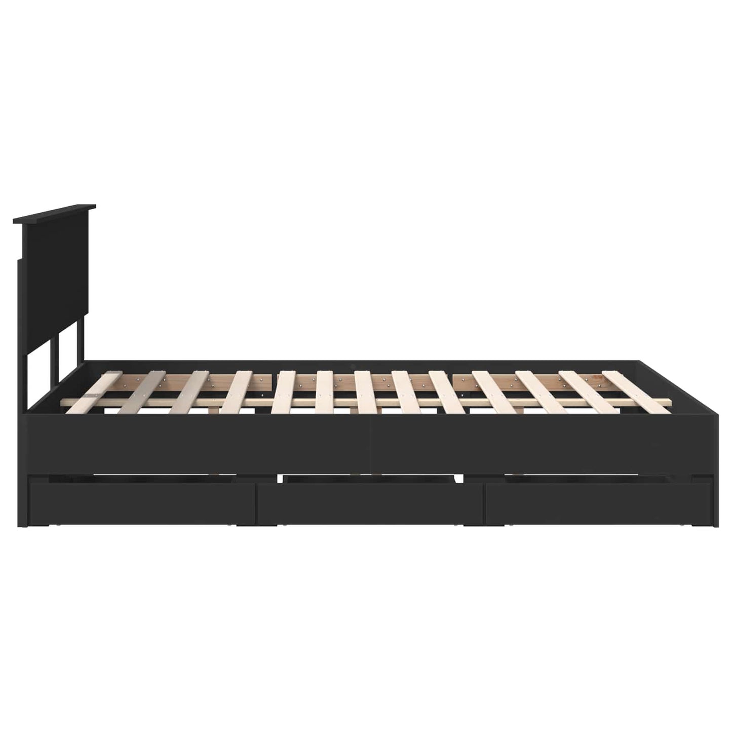 Bed Frame with Drawer Black 140 x 200 cm Engineer Wood