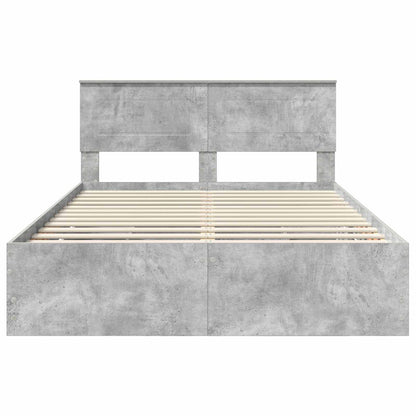 Bed Frame with Drawer Concrete Grey 140 x 200 cm Engineer Wood