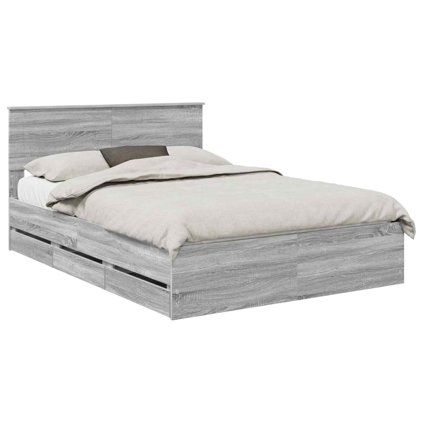 Bed Frame with Drawer Grey Sonoma 140 x 200 cm Engineer Wood