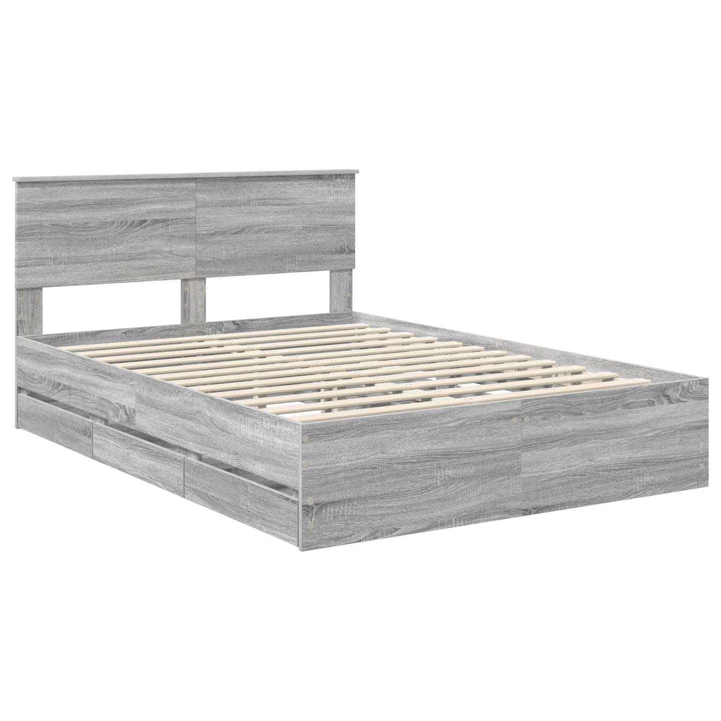 Bed Frame with Drawer Grey Sonoma 140 x 200 cm Engineer Wood