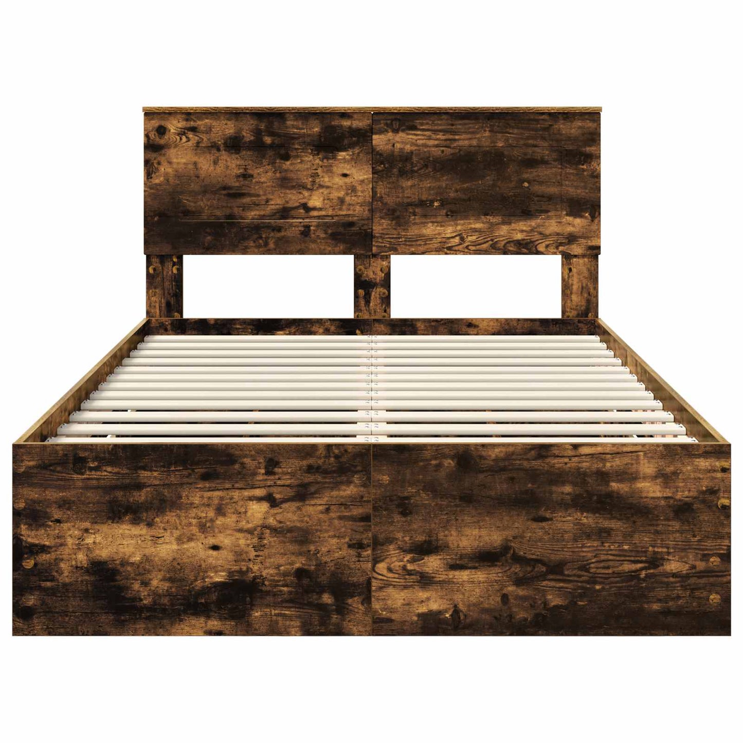 Bed Frame with Drawer Smoked Oak 135 x 190 cm Engineer Wood