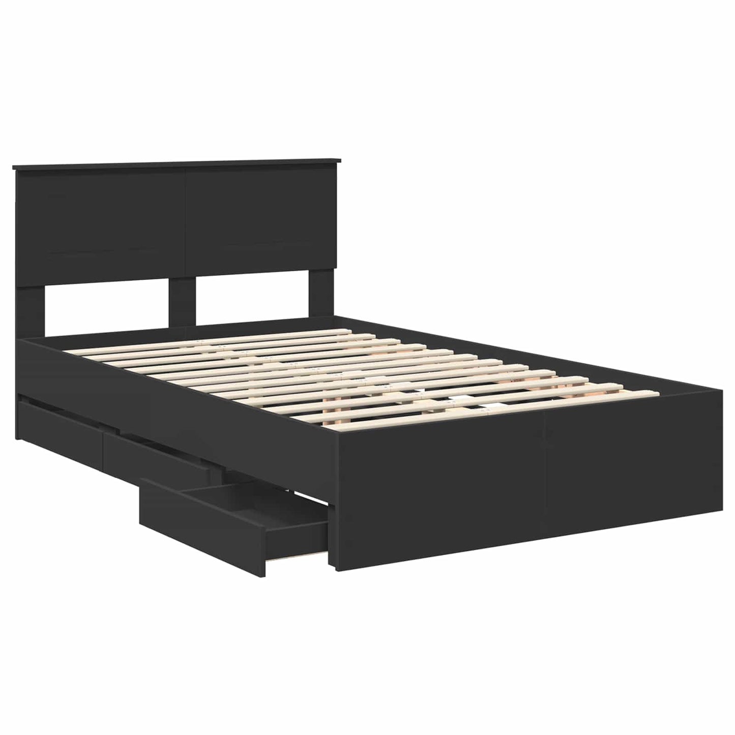 Bed Frame with Drawer Black 120 x 190 cm Engineer Wood