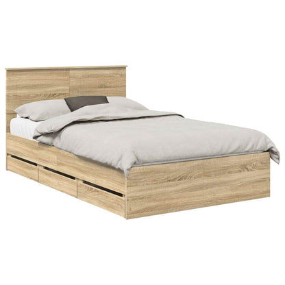 Bed Frame with Drawer Sonoma Oak 120 x 190 cm Engineer Wood