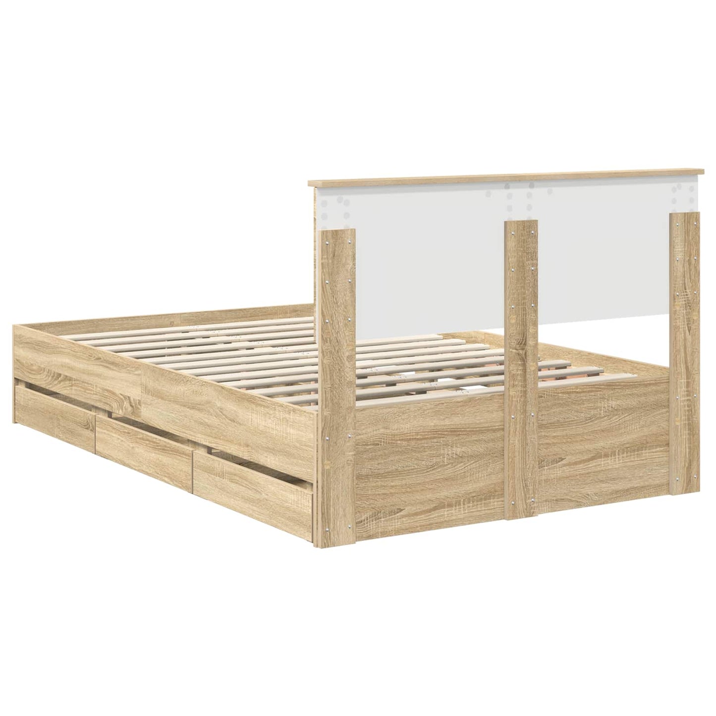 Bed Frame with Drawer Sonoma Oak 120 x 190 cm Engineer Wood