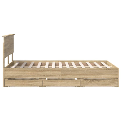 Bed Frame with Drawer Sonoma Oak 120 x 190 cm Engineer Wood