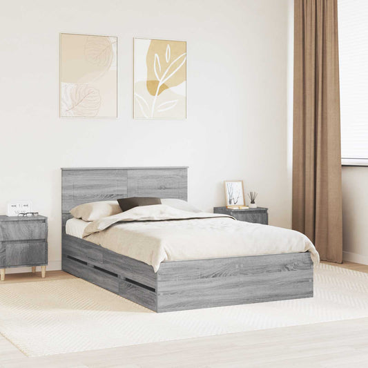 Bed Frame with Drawer Grey Sonoma 120 x 190 cm Engineer Wood