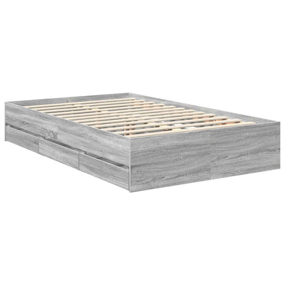 Bed Frame with Drawer Grey Sonoma 120 x 190 cm Engineer Wood