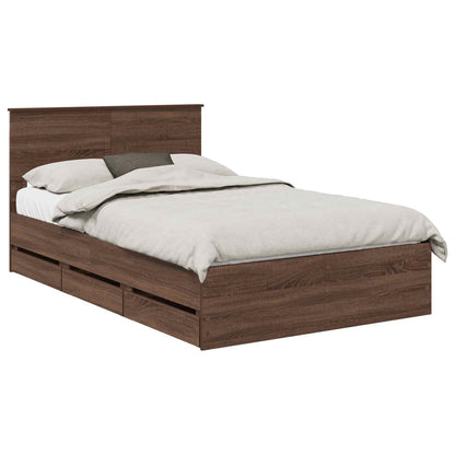 Bed Frame with Drawer Brown Oak 120 x 190 cm Engineer Wood