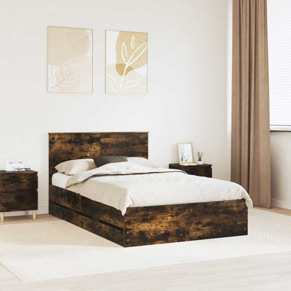 Bed Frame with Drawer Smoked Oak 120 x 200 cm Engineer Wood
