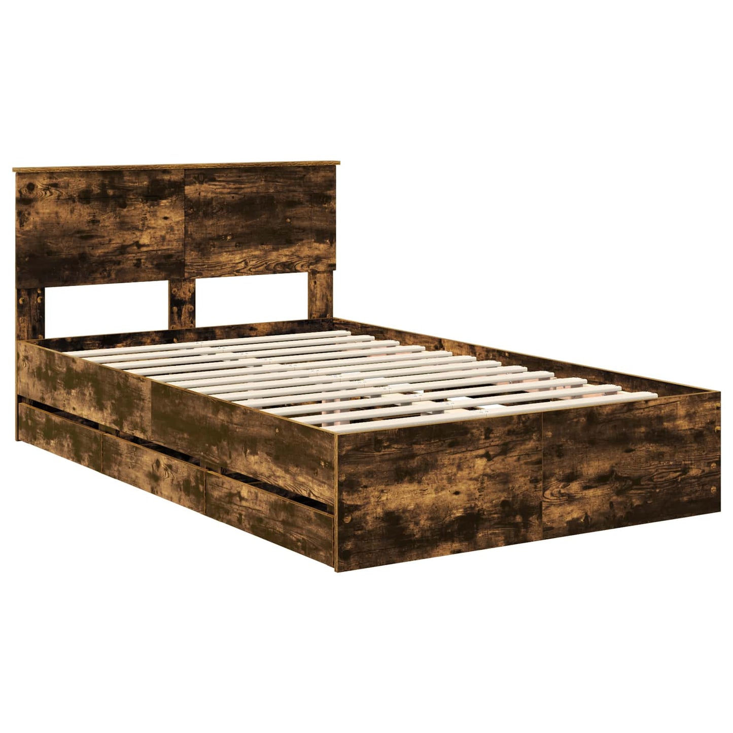 Bed Frame with Drawer Smoked Oak 120 x 200 cm Engineer Wood
