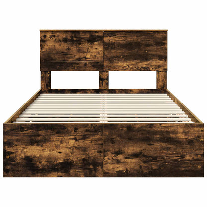 Bed Frame with Drawer Smoked Oak 120 x 200 cm Engineer Wood