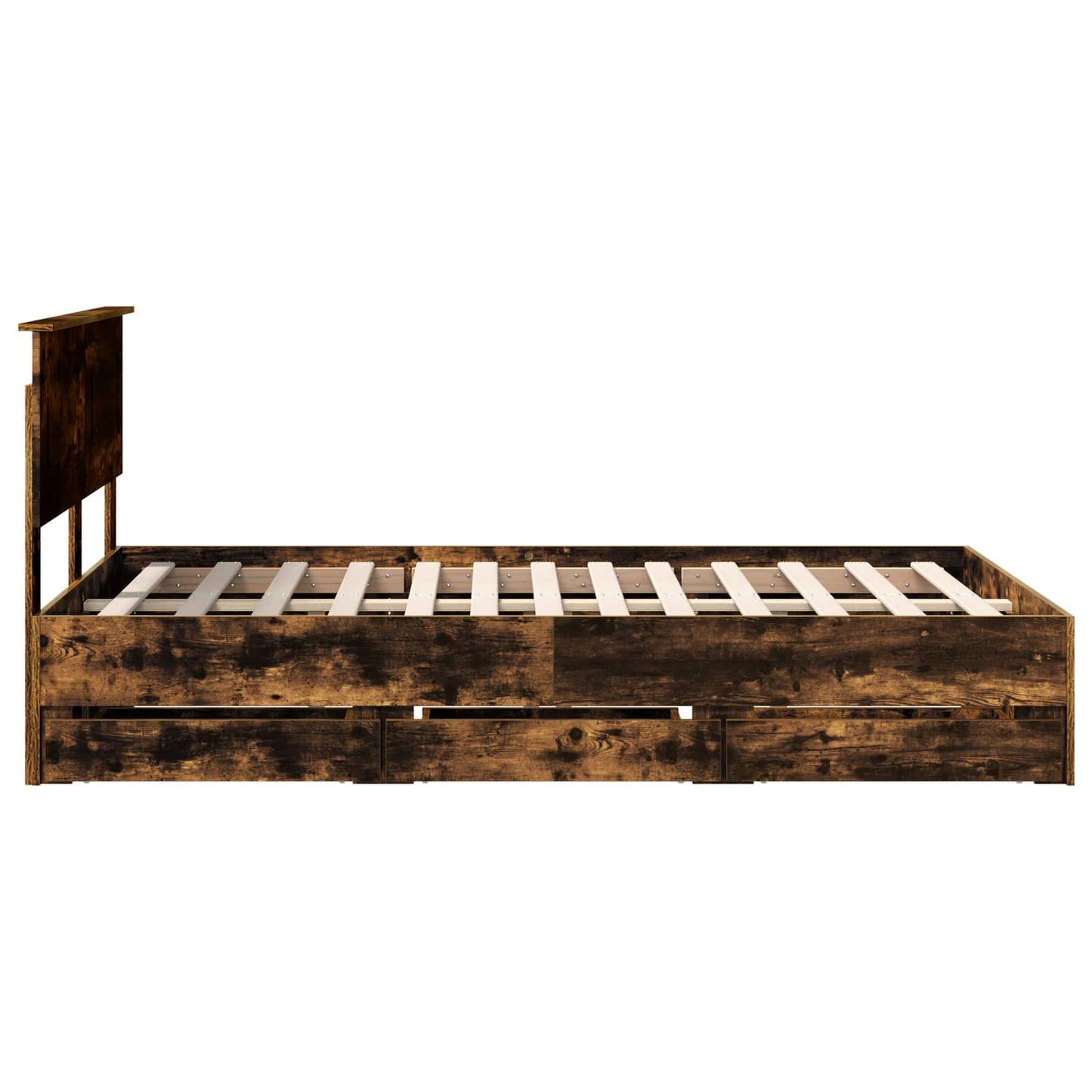 Bed Frame with Drawer Smoked Oak 120 x 200 cm Engineer Wood