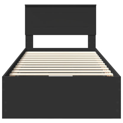 Bed Frame with Drawer Black 90 x 200 cm Engineer Wood
