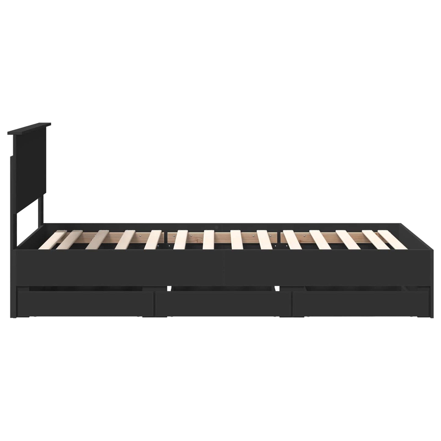 Bed Frame with Drawer Black 75 x 190 cm Engineer Wood