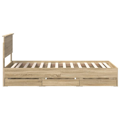 Bed Frame with Drawer Sonoma Oak 75 x 190 cm Engineer Wood
