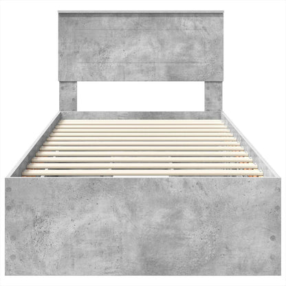 Bed Frame with Drawer Concrete Grey 75 x 190 cm Engineer Wood