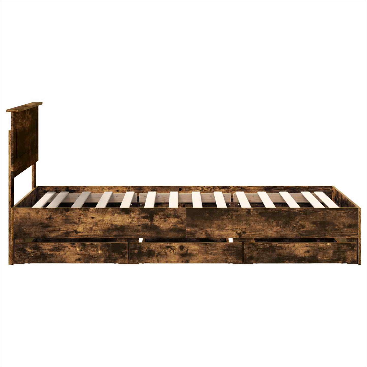 Bed Frame with Drawer Smoked Oak 75 x 190 cm Engineer Wood